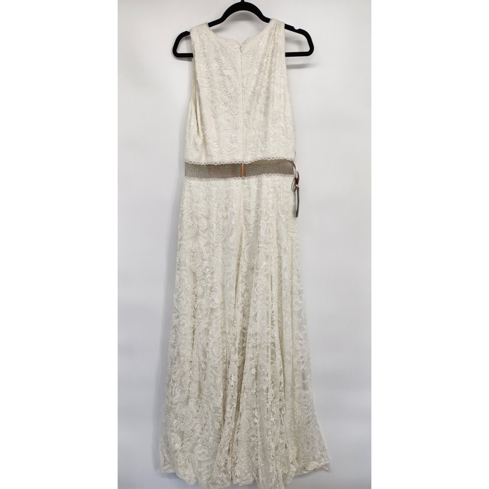 NWT Tadashi Shoji Deep Lagoon Lace Chain Mesh Gown Size 12 Ivory #2A503 - Picture 6 of 12